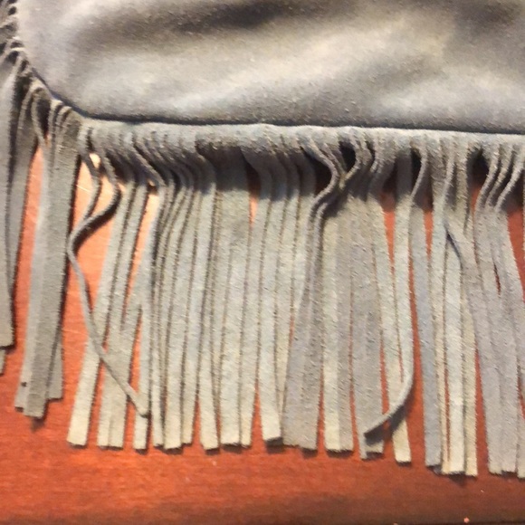 Blue suede cross body bag - Picture 2 of 5